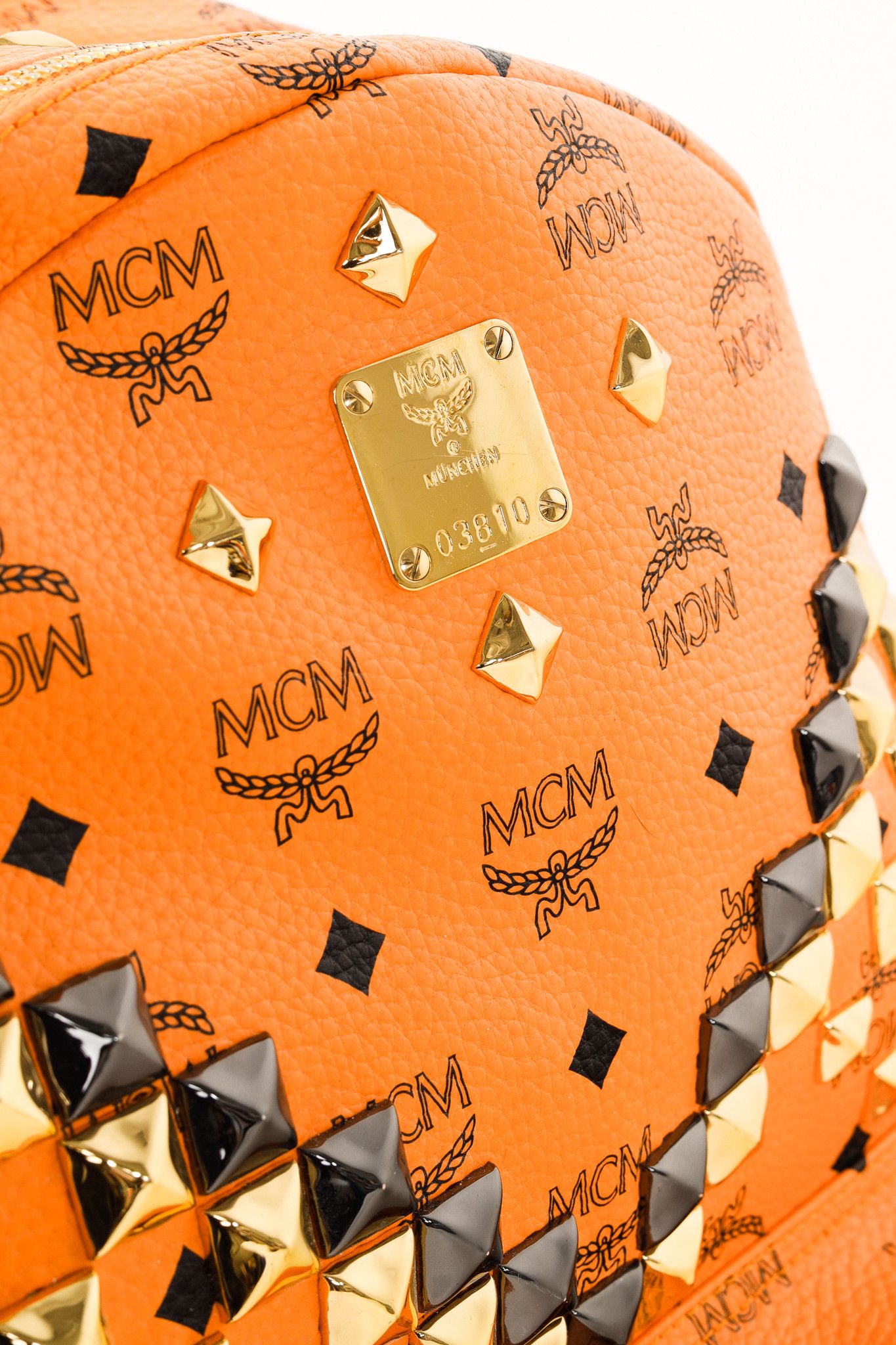 MCM MCM Stark Metal Studs Orange Monogram Backpack Size ONE SIZE - 11 Thumbnail