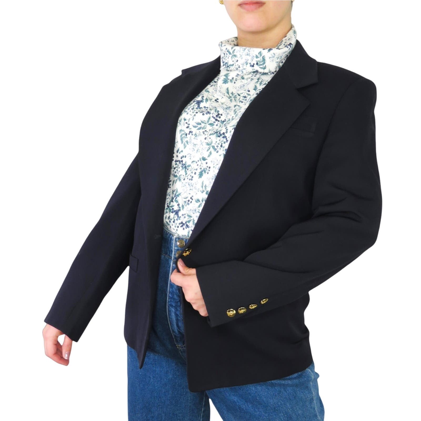 Vintage Vintage Navy Blue Formal Blazer Jacket Gold Buttons Medium Size M / US 6-8 / IT 42-44 - 1 Thumbnail