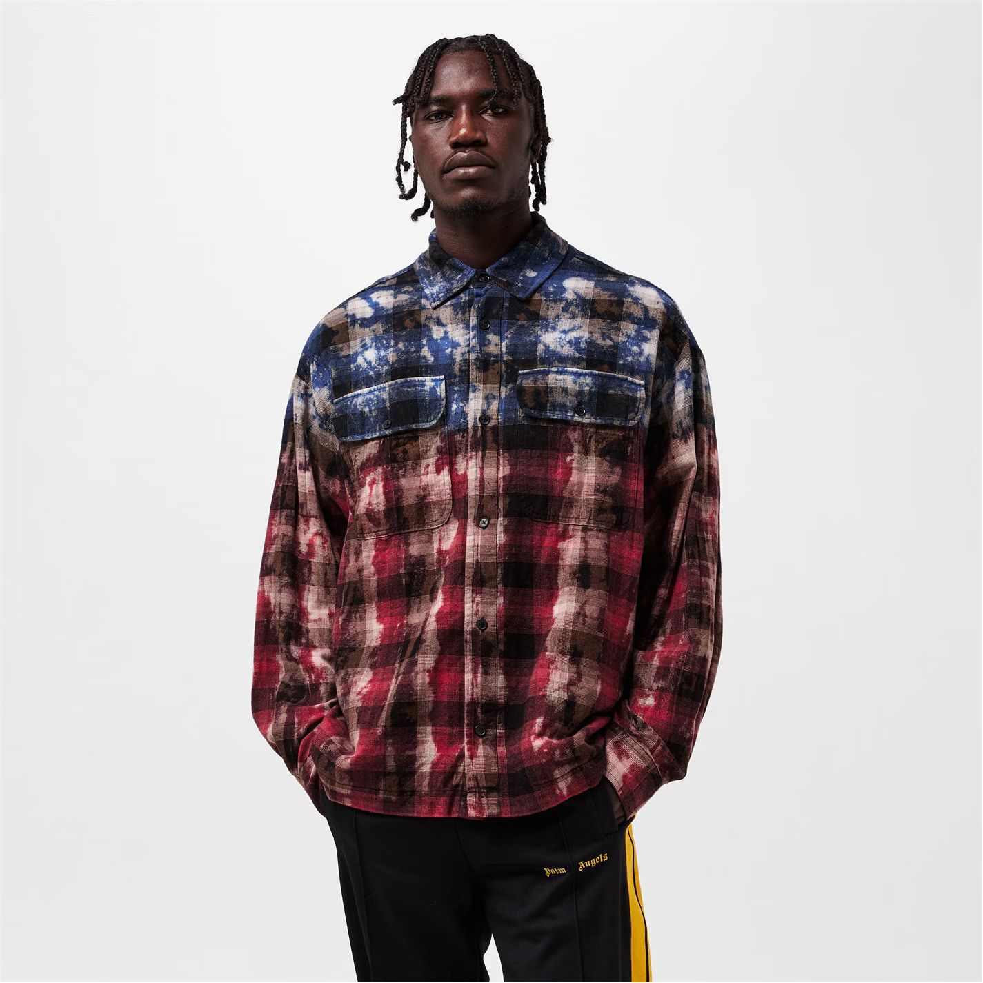 Palm Angels o1g2r1mq0426 Curve Long Sleeve Patterned Relaxed Fit Shirt Size US L / EU 52-54 / 3 - 3 Thumbnail
