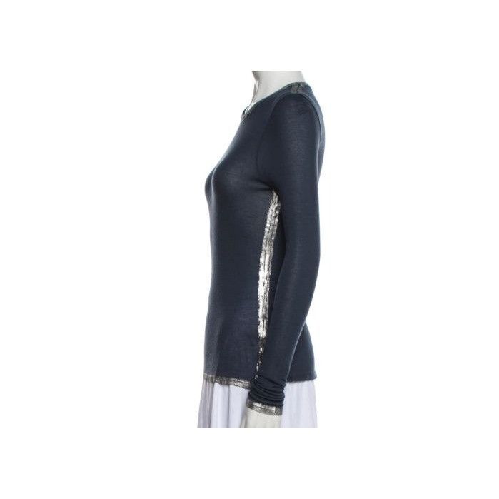 Zadig & Voltaire Zadig & Voltaire Navy Long Sleeve Sheer Crew Neck Top Size XS / US 0-2 / IT 36-38 - 4 Thumbnail