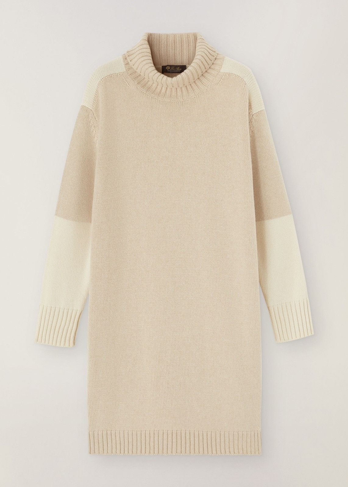 image of Loro Piana O1Loc1C0224 Grassmoor Turtleneck Dress In Beige White, Women's (Size Small)