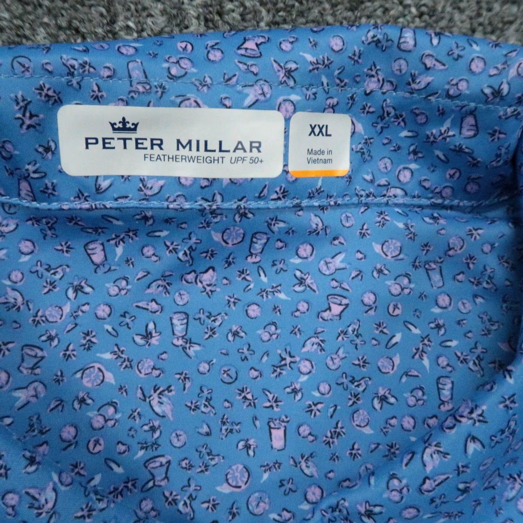 Peter Millar New title: Peter Millar Shirt Mens XXL Blue Featherweight Printed Citrus Performance Polo - Pre-Owned - Athletic Size US XXL / EU 58 / 5 - 3 Thumbnail
