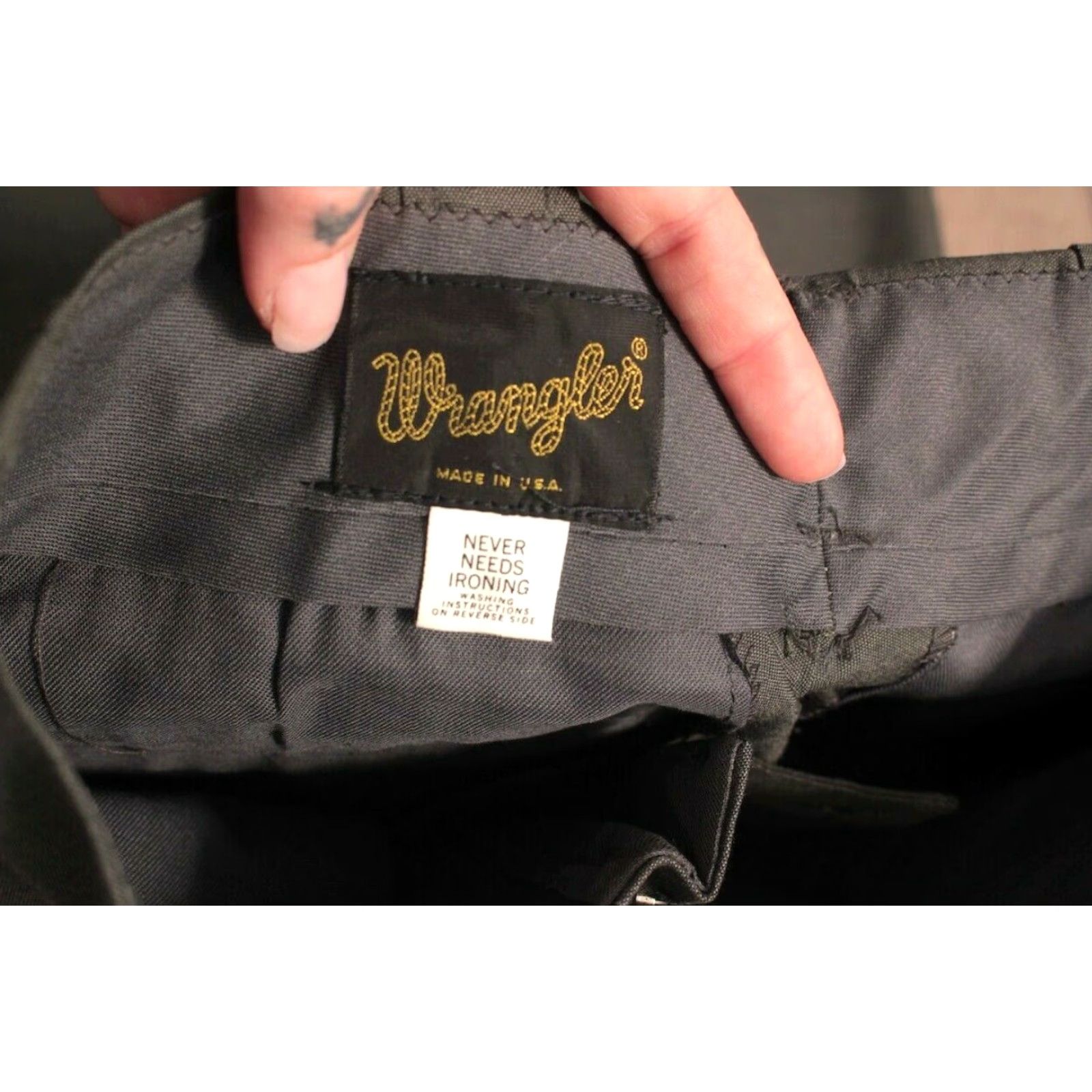 Wrangler VINTAGE Wrangler Western Pants 28W 60s 1960s NOS Dark blue/green Cotton/polyester flare leg Mens Size US 28 / EU 44 - 8 Thumbnail