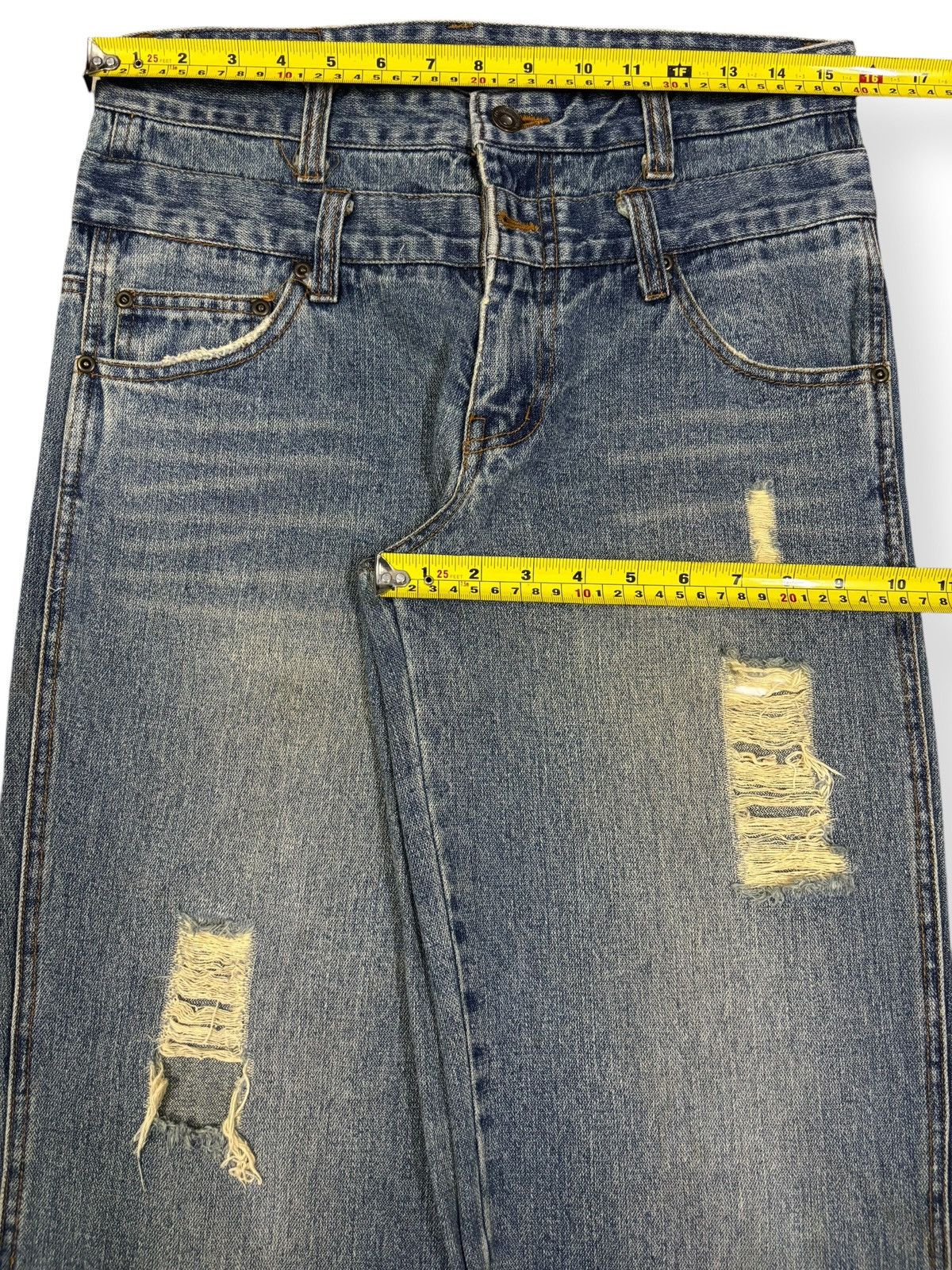Japanese Brand Vintage Japanese Brand TDR Double Waist Distressed Jeans Size US 31 - 13 Thumbnail