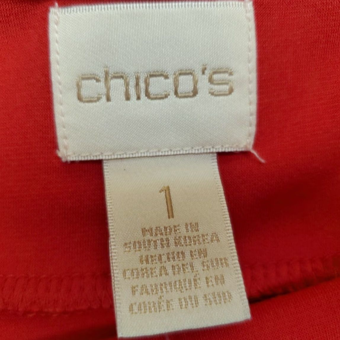 Vintage Chicos Women Top Shirt 8 Red Portrait 3/4 Sleeve Stretch Comfort Casual USA Medium Womens Size M / US 6-8 / IT 42-44 - 4 Thumbnail