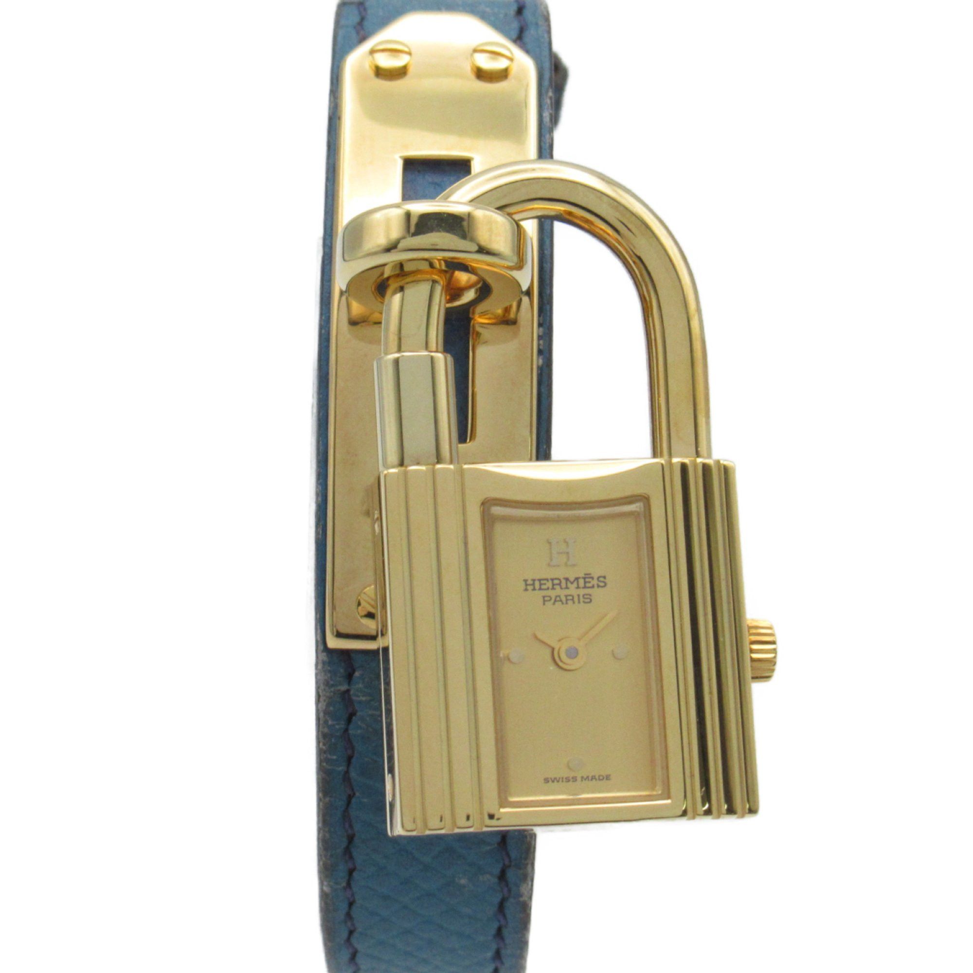 image of Hermes Kelly Watch Wrist Watch Ke1.201 Quartz Gold Gold Plated Leather Belt, Women's