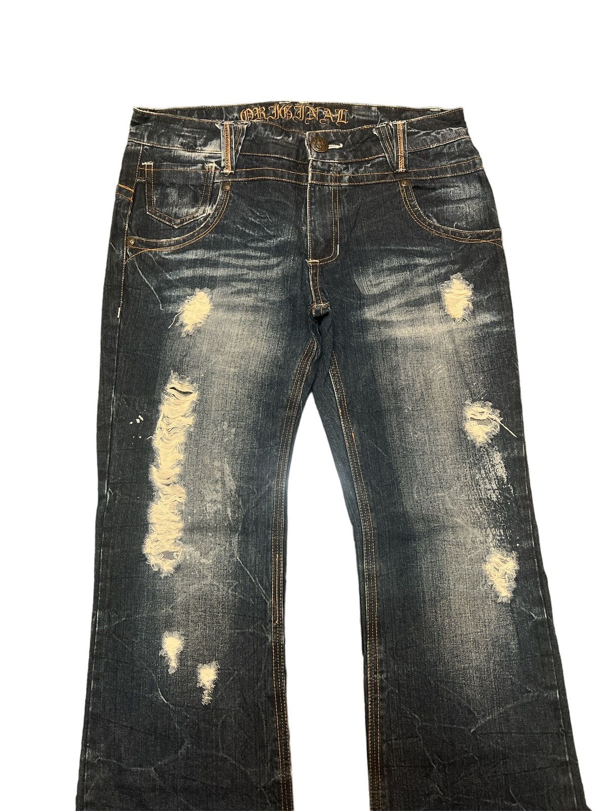 Other FLARED‼️ORIGINAL JEANS RIPPED DISTRESSED DENIM PANT Size US 32 / EU 48 - 2 Thumbnail