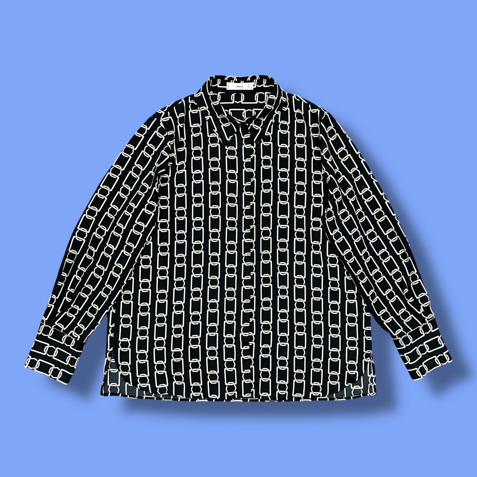 Mango MNG by Mango Chainlink Shirt Long Sleeve Button Up Blouse 6 Size M / US 6-8 / IT 42-44 - 1 Thumbnail