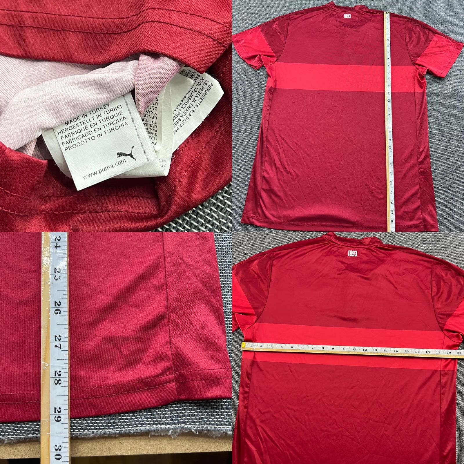 Puma PUMA Stuttgart 2016 2017 Away Football Jersey Mens Large Red T-Shirt Short Sleeve Moisture Wicking Quick Dry Athletic Football Jersey Mens Size US L / EU 52-54 / 3 - 8 Thumbnail