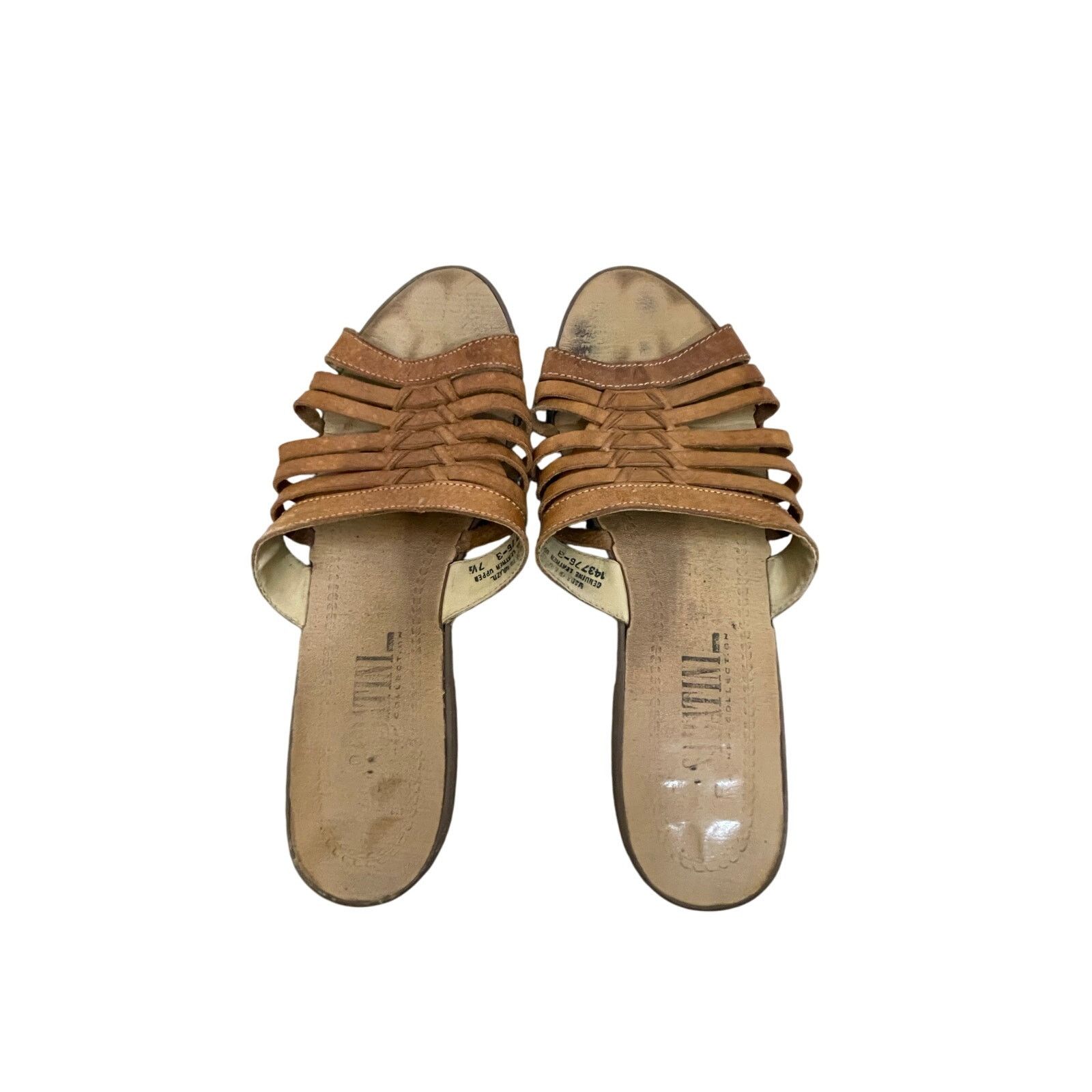 Other Santorini Leather Strappy Tan Neutral 7.5 Sandals Slides EUC Size US 7.5 / IT 37.5 - 1 Thumbnail