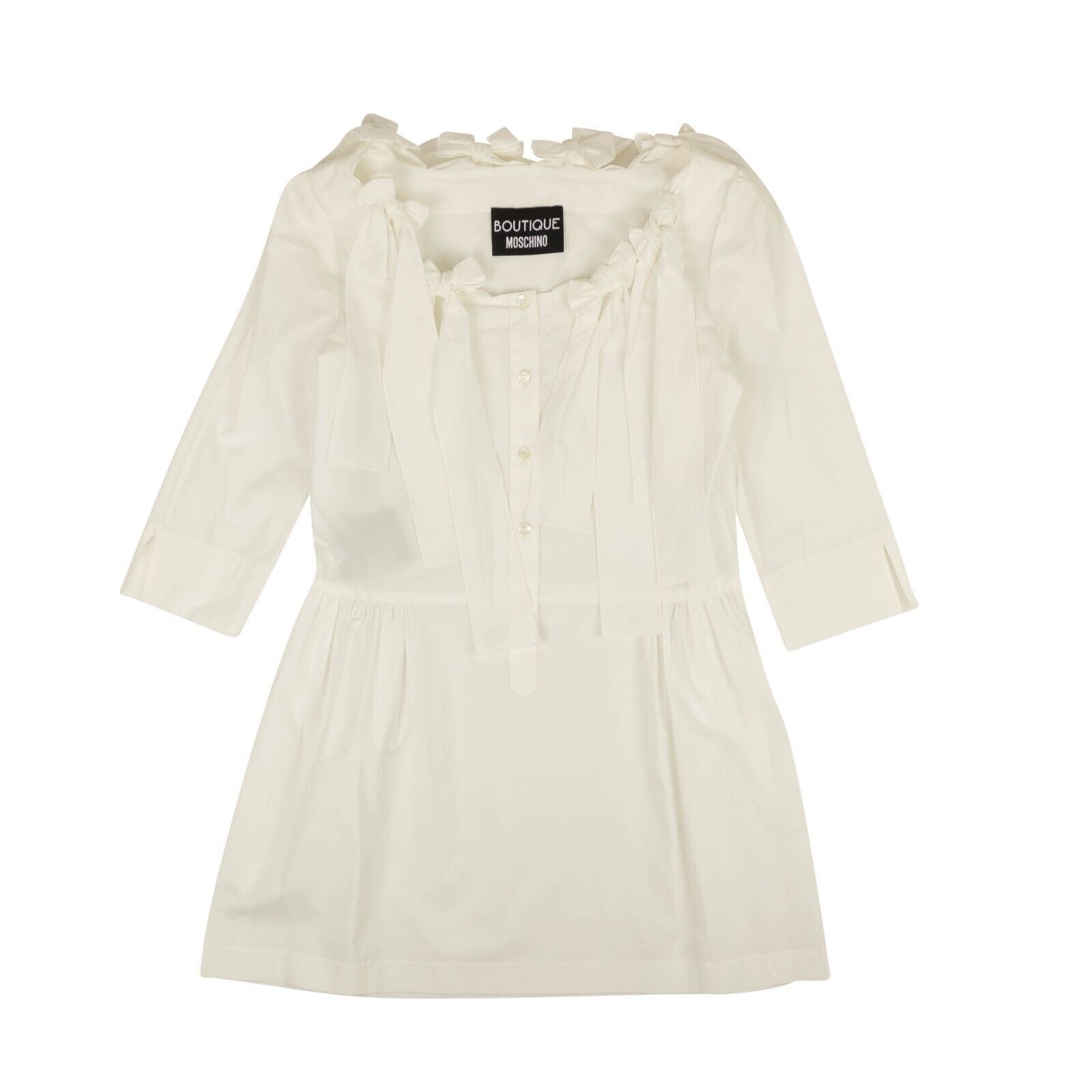 Image of NWT Boutique Moschino White Bow Fit & Flare Dress 0/36 $670, Women's (Size XS)