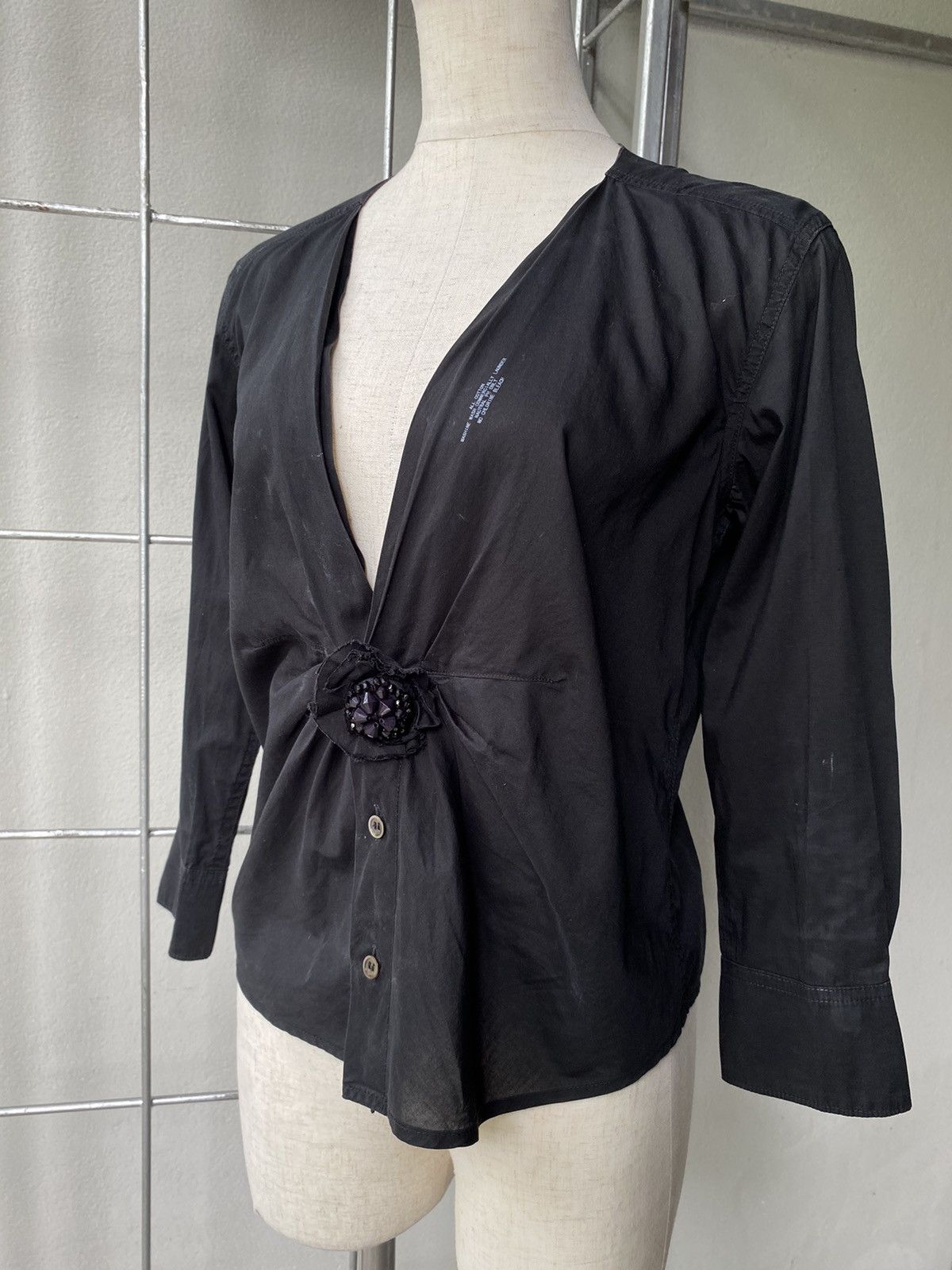 Zucca ZUCCA Black Rosette Front Blouse Size M / US 6-8 / IT 42-44 - 14 Thumbnail