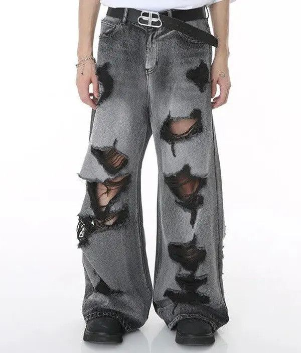 Japanese Brand × Jean Worn Out Wide Leg Denim Size US 29 - 1 Thumbnail