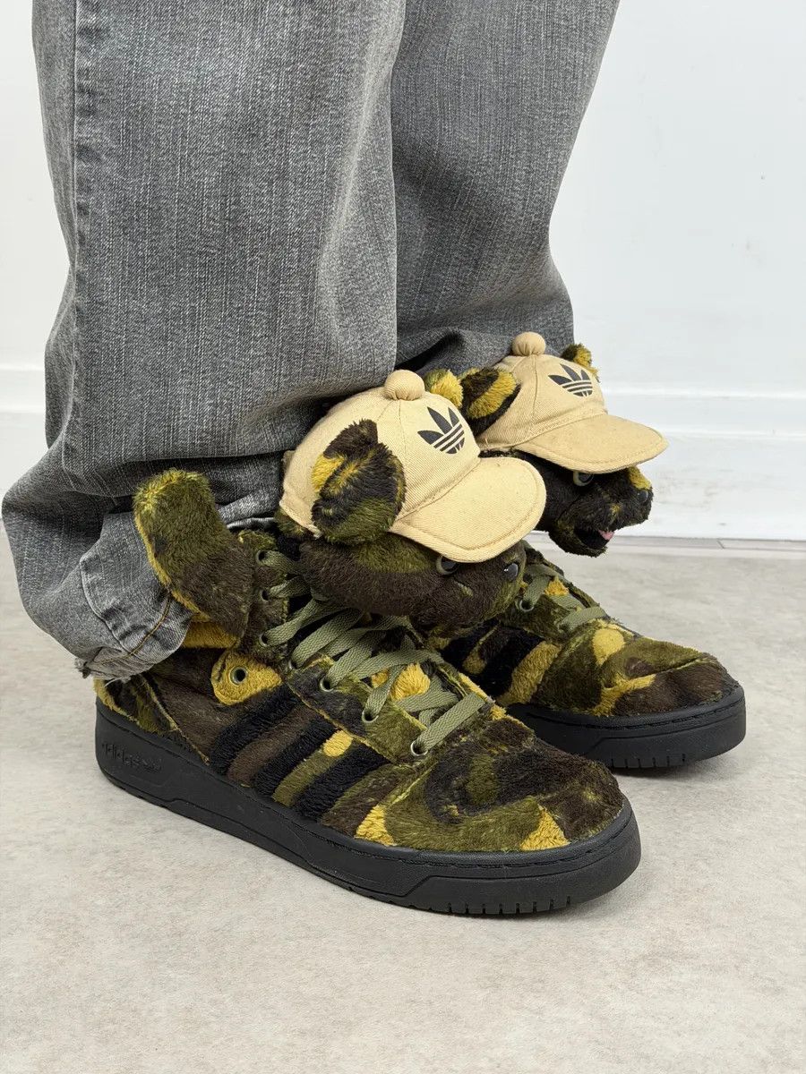 Adidas FW2013 Adidas x Jeremy Scott Khaki Plush Camo Bear Sneakers Size US 9 / EU 42 - 1 Thumbnail