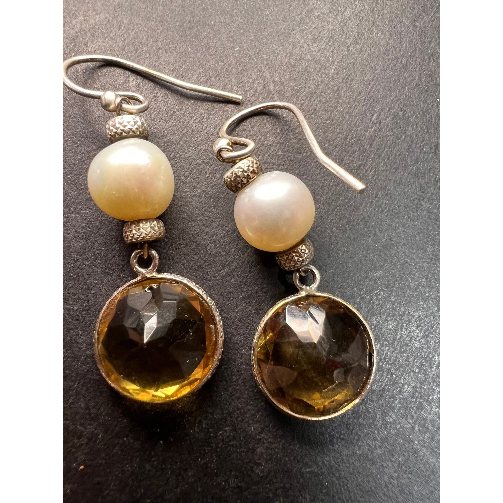 Other Citrine and pearl sterling silver dangle earrings Size ONE SIZE - 13 Thumbnail