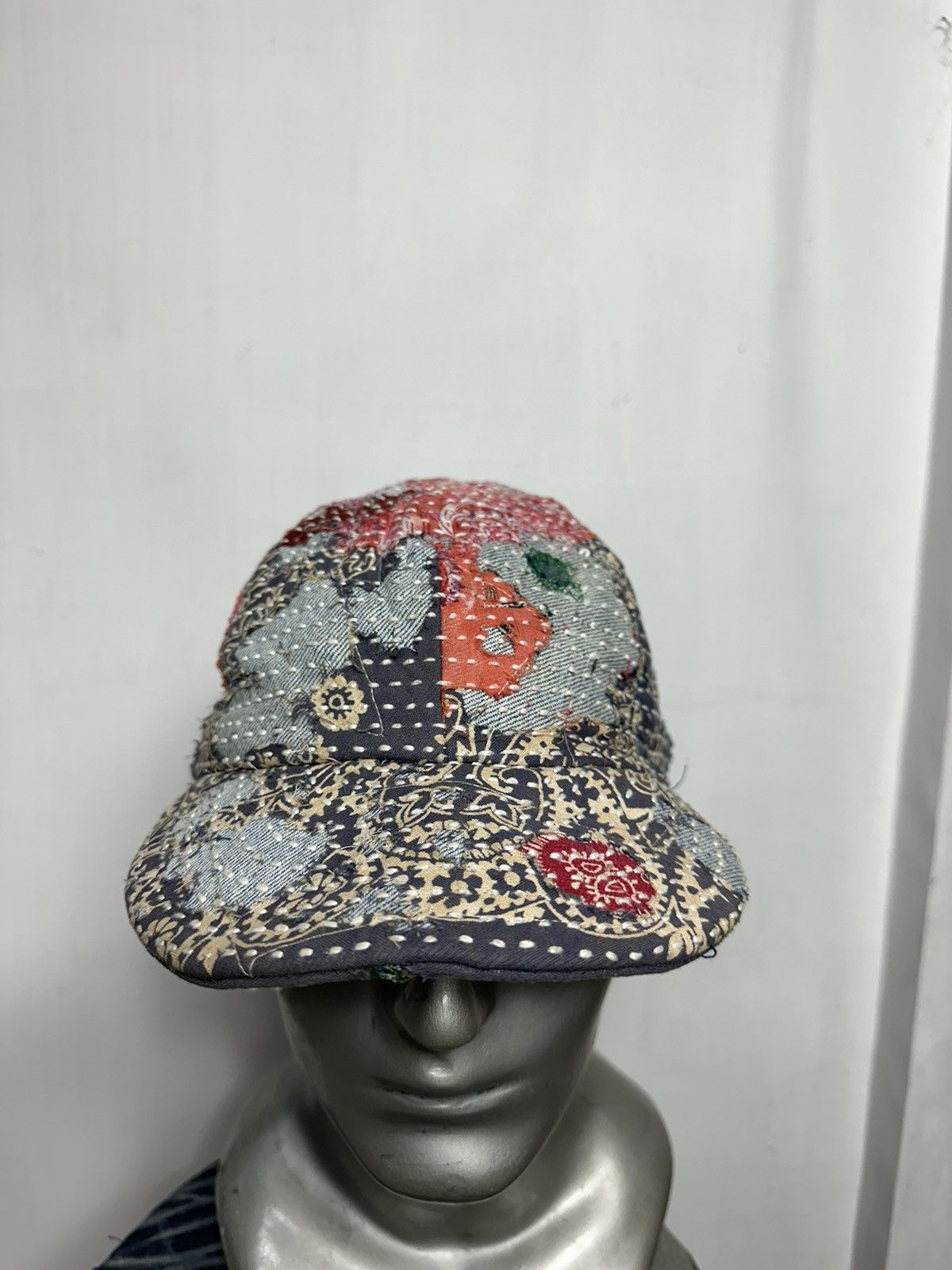 Handmade Custom Made Distressed Paisley Patchwork Boro hats Size ONE SIZE - 4 Thumbnail