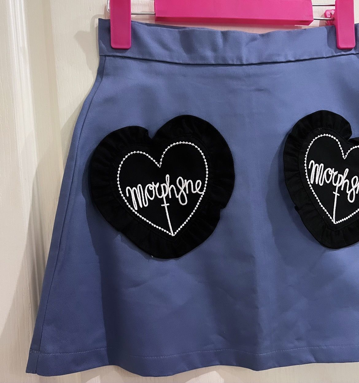 Japanese Brand Rare Morph8ne blue hearts mini skirt 💙🖤 Size 26" / US 2 / IT 38 - 3 Thumbnail