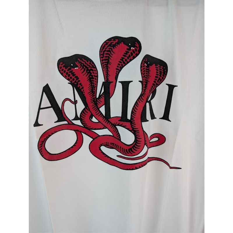 Amiri o1rshd1 Q:2 / Poison Snake Graphic Print T-Shirt White / Red Size US M / EU 48-50 / 2 - 9 Thumbnail
