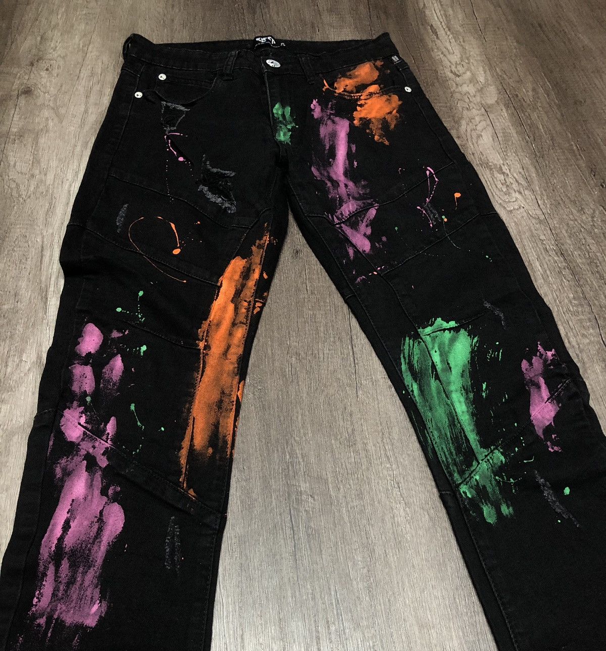 Designer Denim Distillation by Kleep Black Tye Dye Size US 29 - 4 Thumbnail