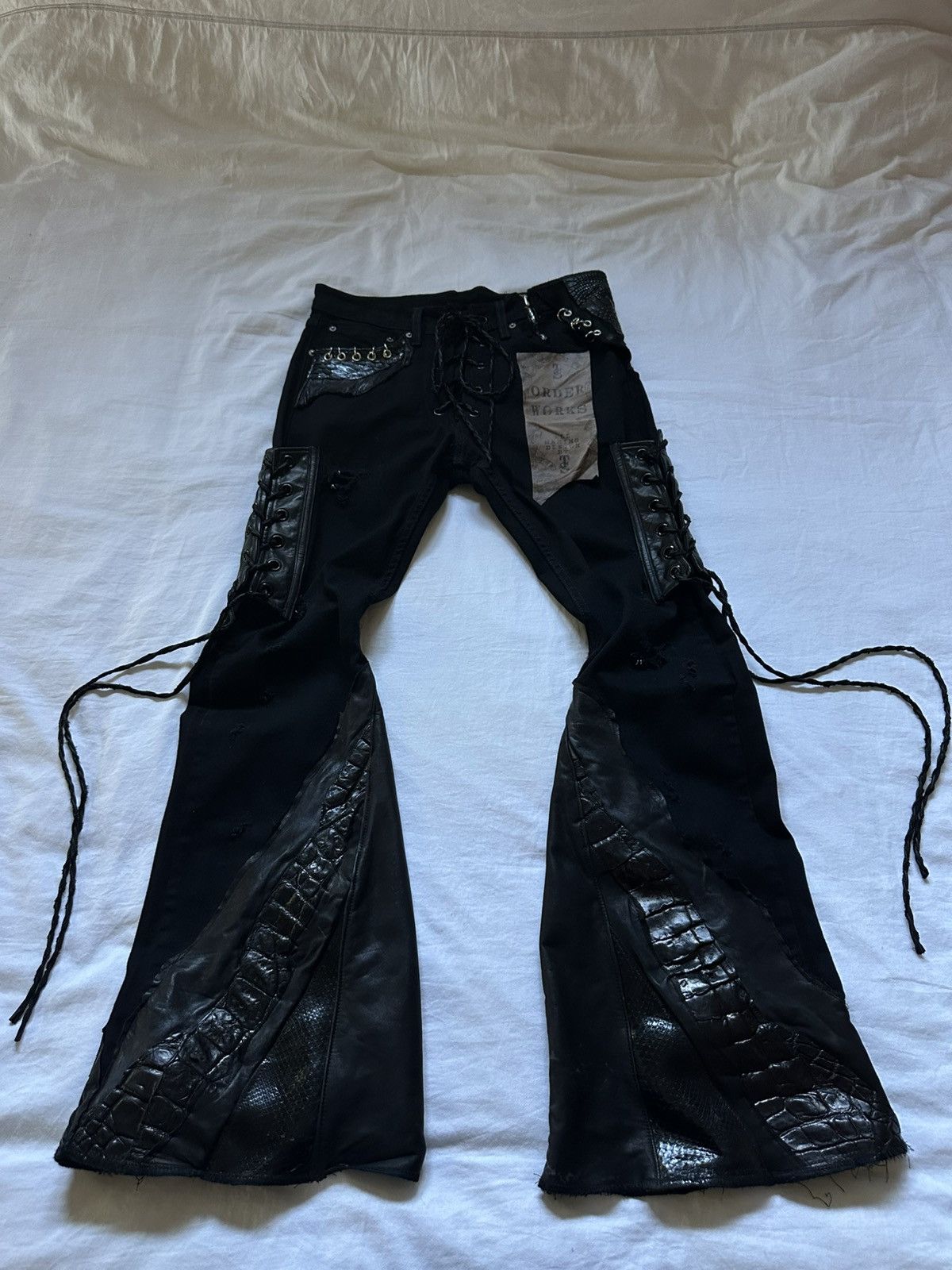Japanese Brand Shohei Takamiya Full Lace up Crocodile Flares Size US 32 / EU 48 - 1 Thumbnail