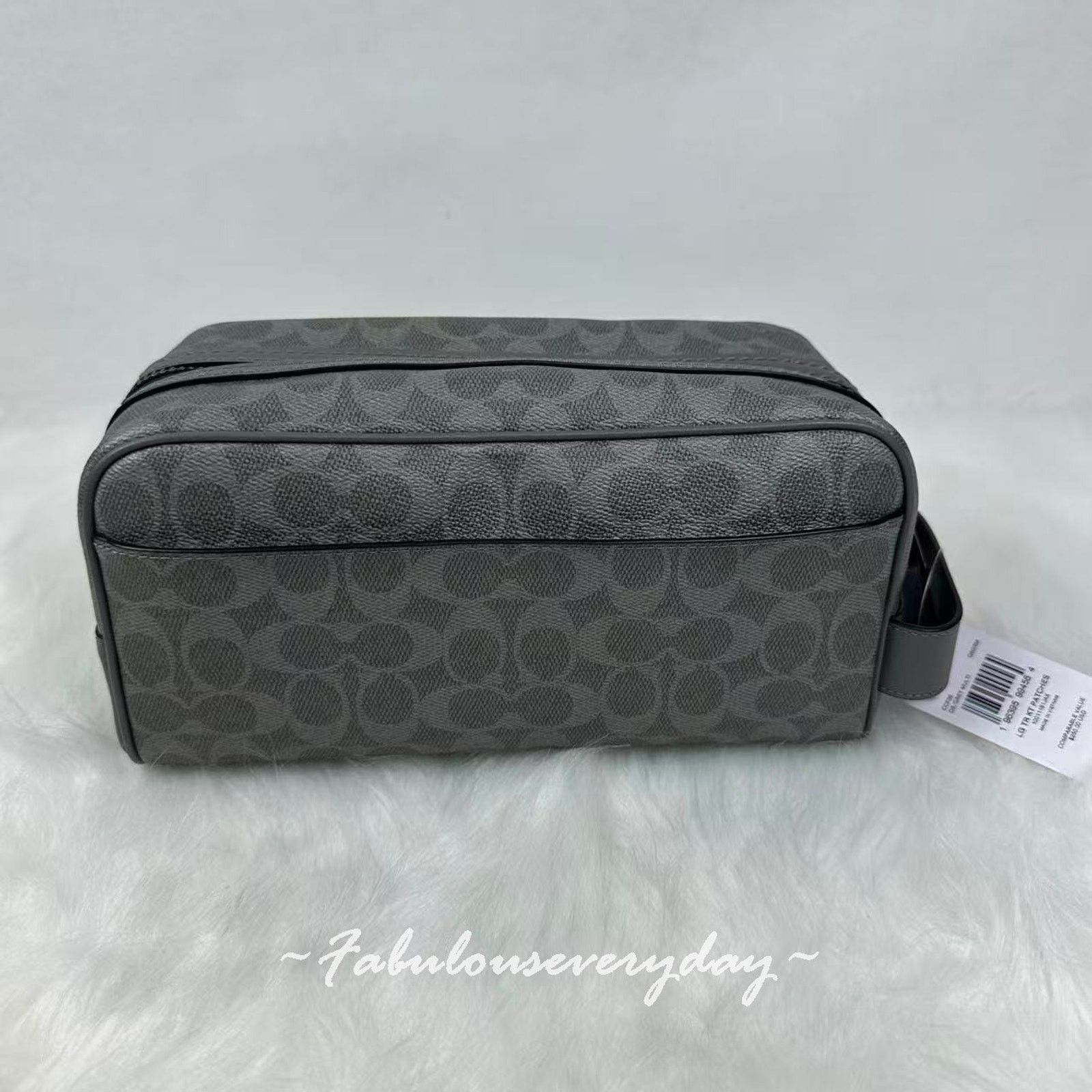 Coach Coach Men's Large Travel Kit Signature Canvas Patches Grey Size ONE SIZE - 3 Thumbnail