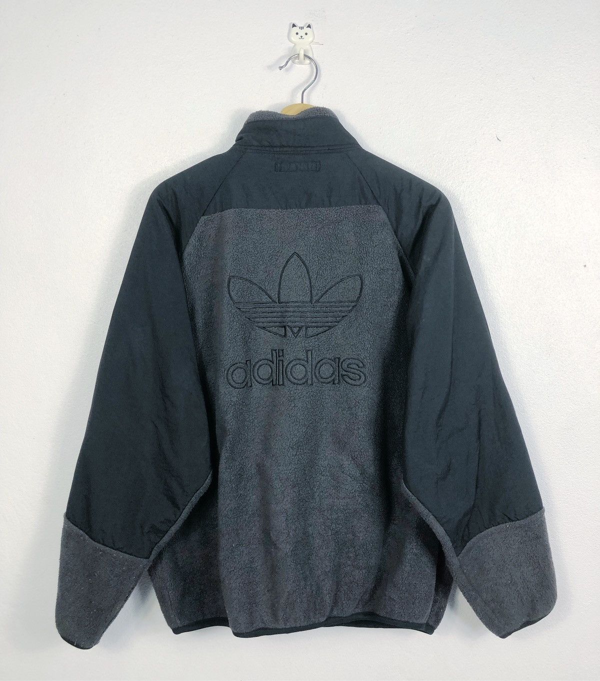 Adidas Rare Vintage Adidas Trefoil Big Logo Fleece Zipper Jacket Size US L / EU 52-54 / 3 - 1 Thumbnail