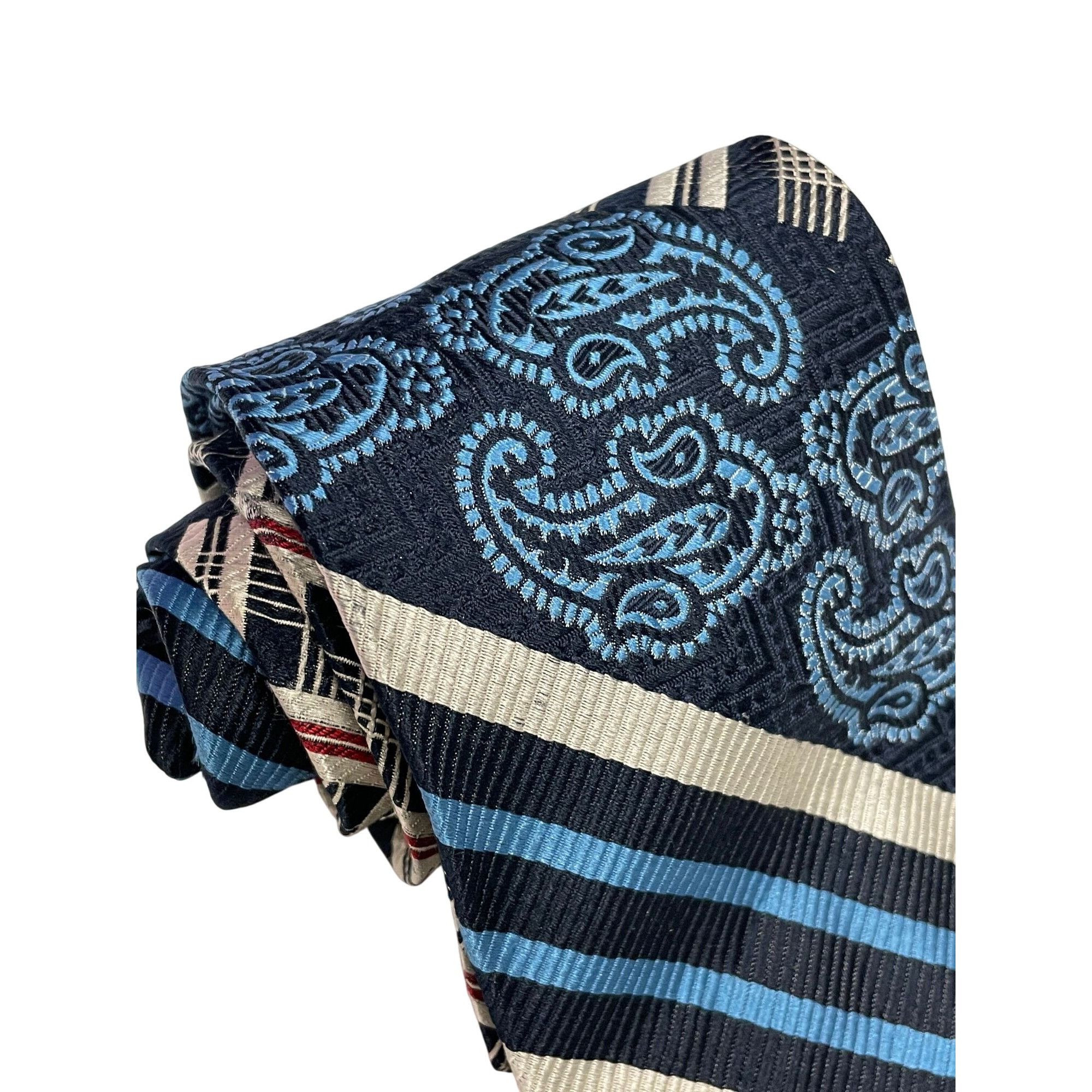 Oleg Cassini Vtg Hughes & Hatcher Oleg Cassini Blue Silver Crest Logo Tie Size ONE SIZE - 4 Thumbnail