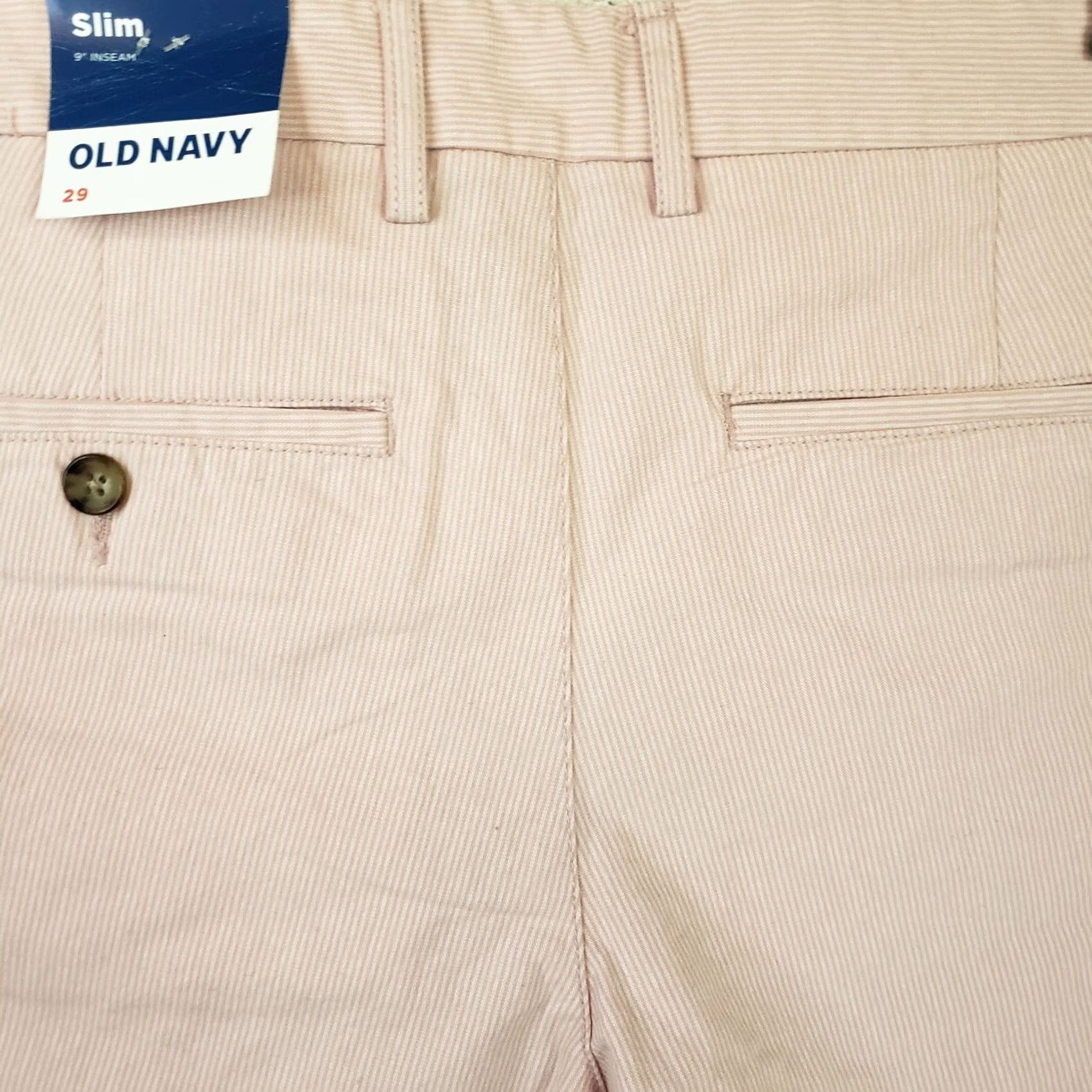 Old Navy Old Navy Pink Stripe Slim Fit Men's Chino Bermuda Shorts 29x9 Flat Front Casual Size US 29 - 7 Thumbnail