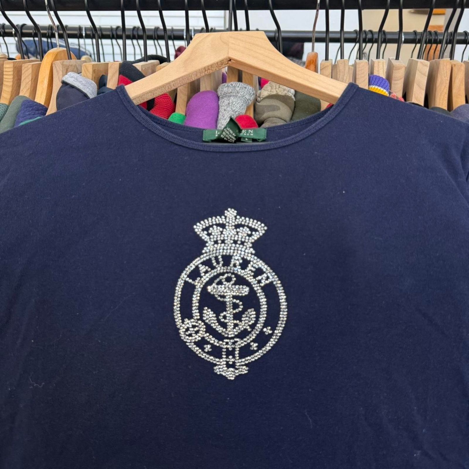 Polo Ralph Lauren Vintage Y2K Lauren By Polo Ralph Lauren Bedazzled Womens Top Size L / US 10 / IT 46 - 1 Thumbnail