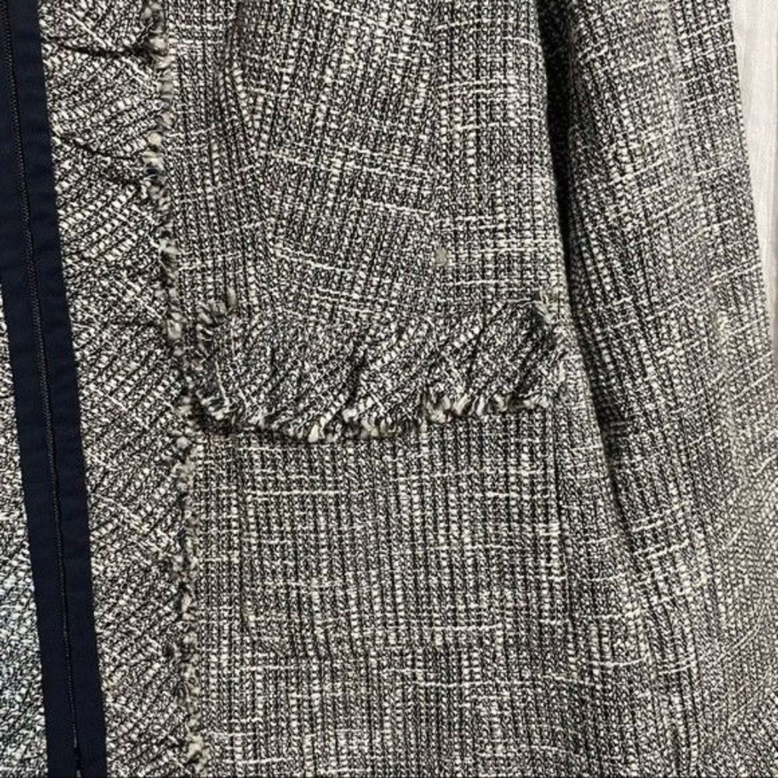 & Other Stories Doncaster Tweed Jacket Small Navy Trim Ruffle Fringe Blazer Size S / US 4 / IT 40 - 8 Thumbnail