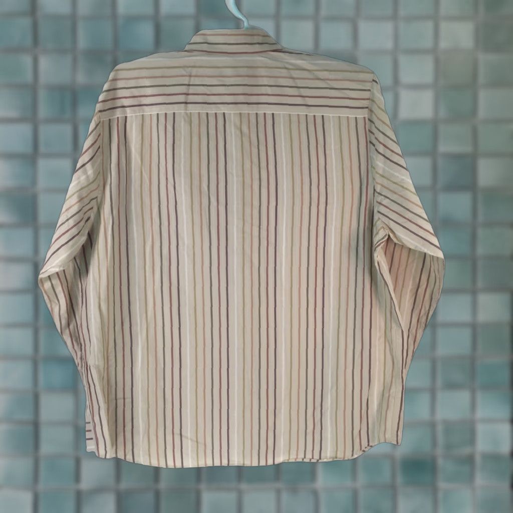 Calvin Klein Calvin Klein Mens Striped 100% Cotton Long Sleeve Button Down Tan Shirt Size XL Size US XL / EU 56 / 4 - 1 Thumbnail