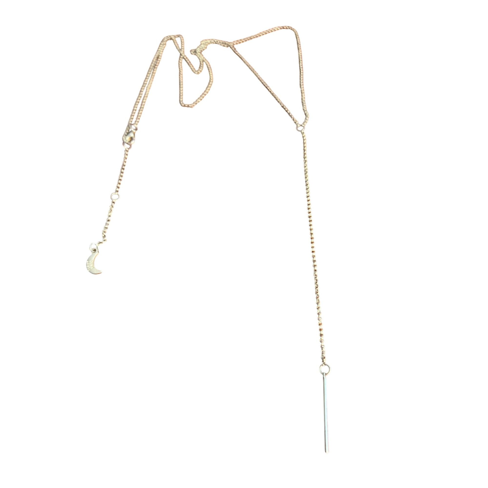 Other Luna Norte Gold Tone Y Necklace Bar Pendant Moon Charm Adj 2 Size ONE SIZE - 1 Thumbnail
