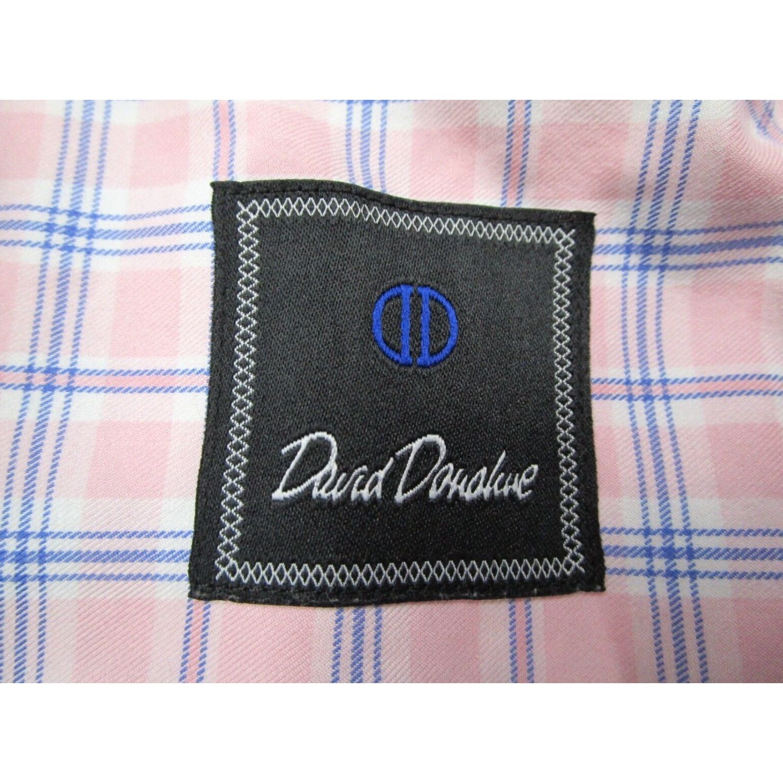 David Donahue VINTAGE David Donahue Dress Shirt Men 17 34 Pink Check Long Sleeve Business Casual Wedding Designer Size 34R - 4 Thumbnail
