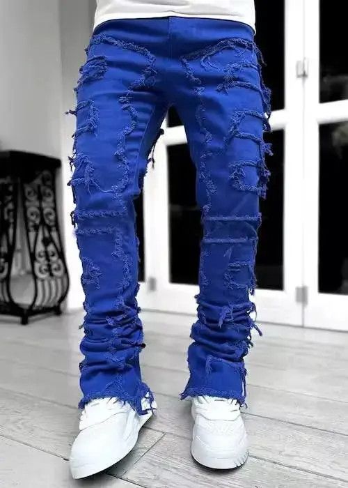 Japanese Brand Blue Color Heavyweight Streetwise Stretch Patch Denim Pant Size US 30 / EU 46 - 6 Thumbnail