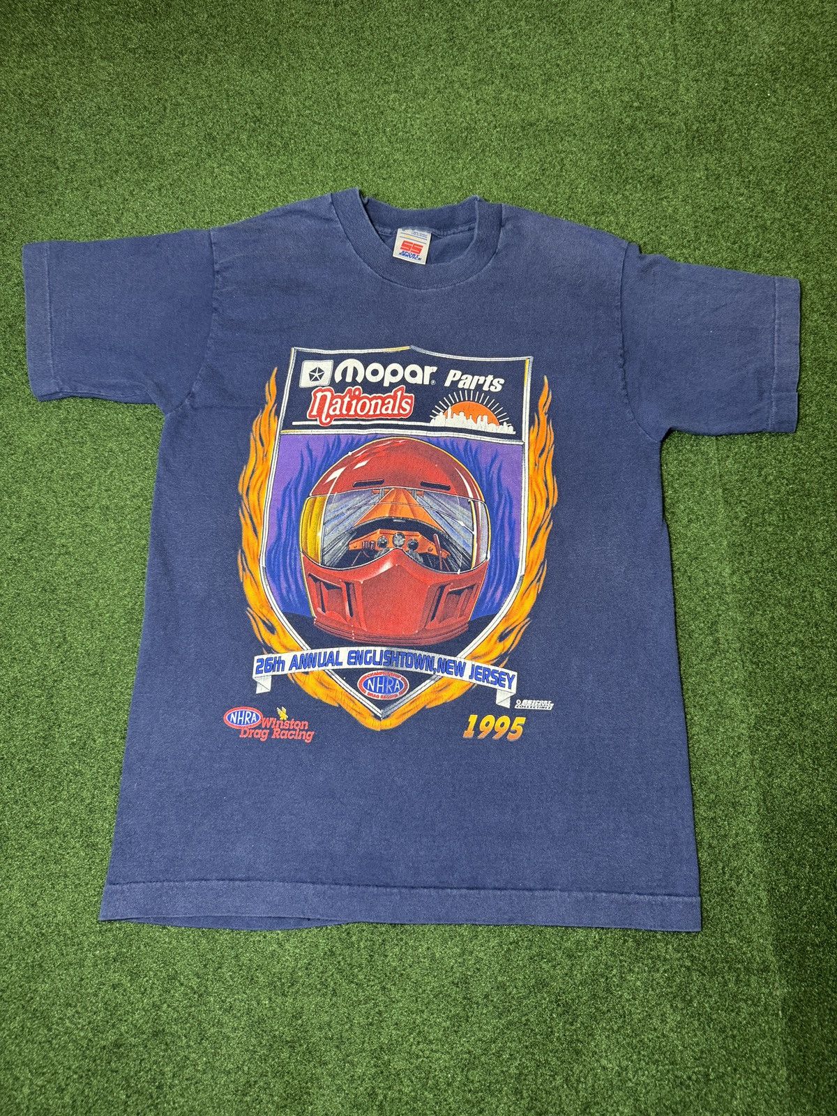 Vtg 90s Mopar Nationals NHRA Drag Racing RARE Flame T Shirt
