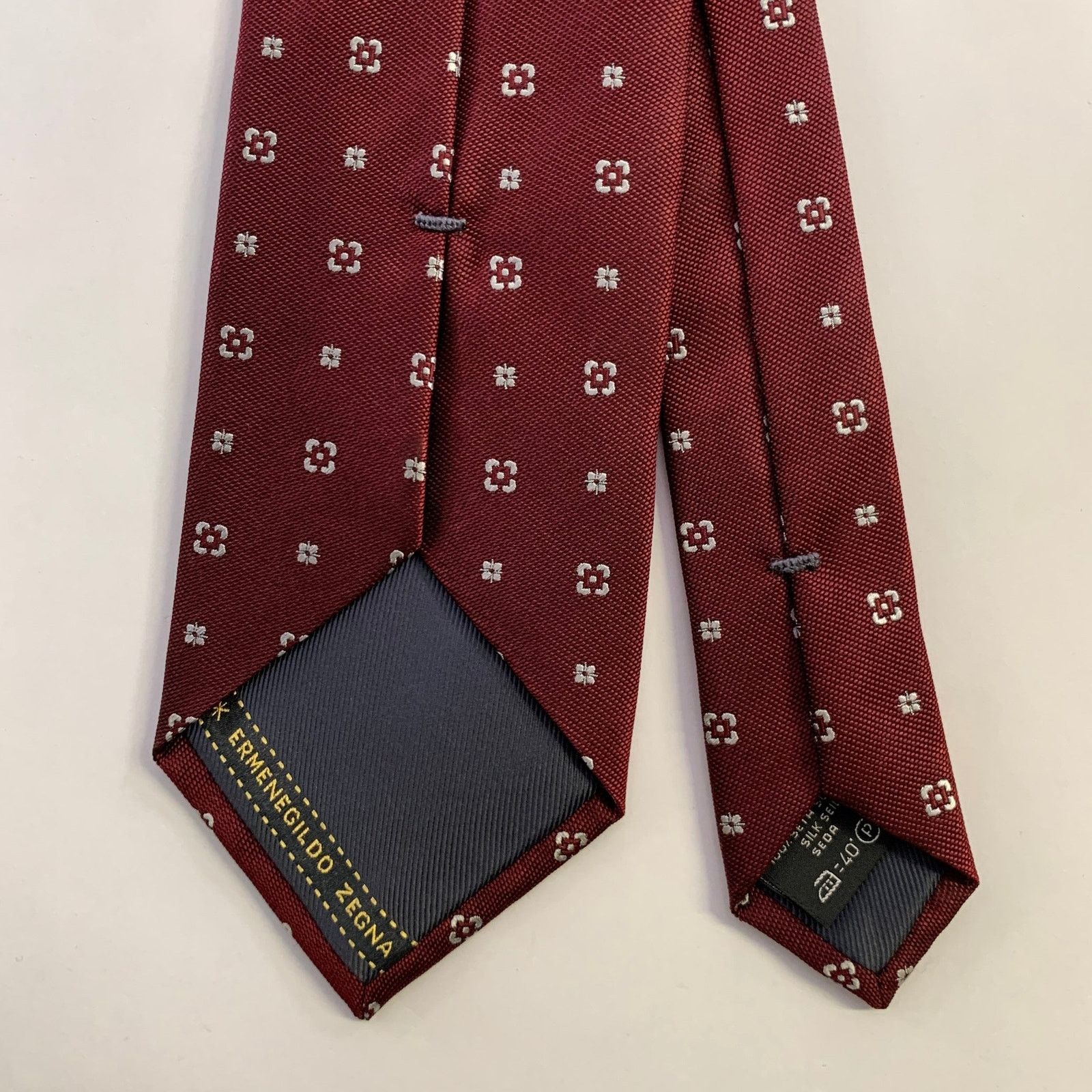 Ermenegildo Zegna ERMENEGILDO ZEGNA Burgundy Silver Foulard Silk Tie Size ONE SIZE - 2 Thumbnail