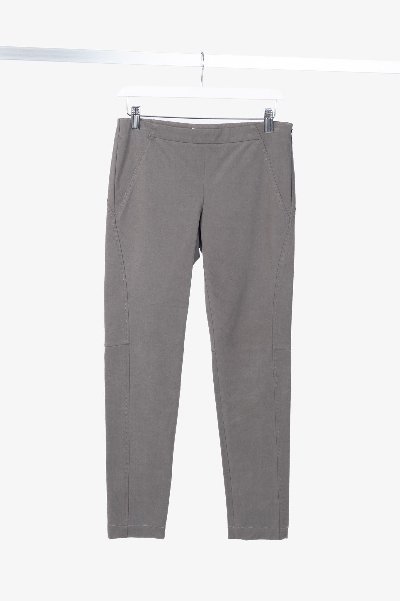 Brunello Cucinelli Brunello Cucinelli Taupe Grey Cotton-Twill Leggings Size 27" / US 4 / IT 40 - 1 Thumbnail