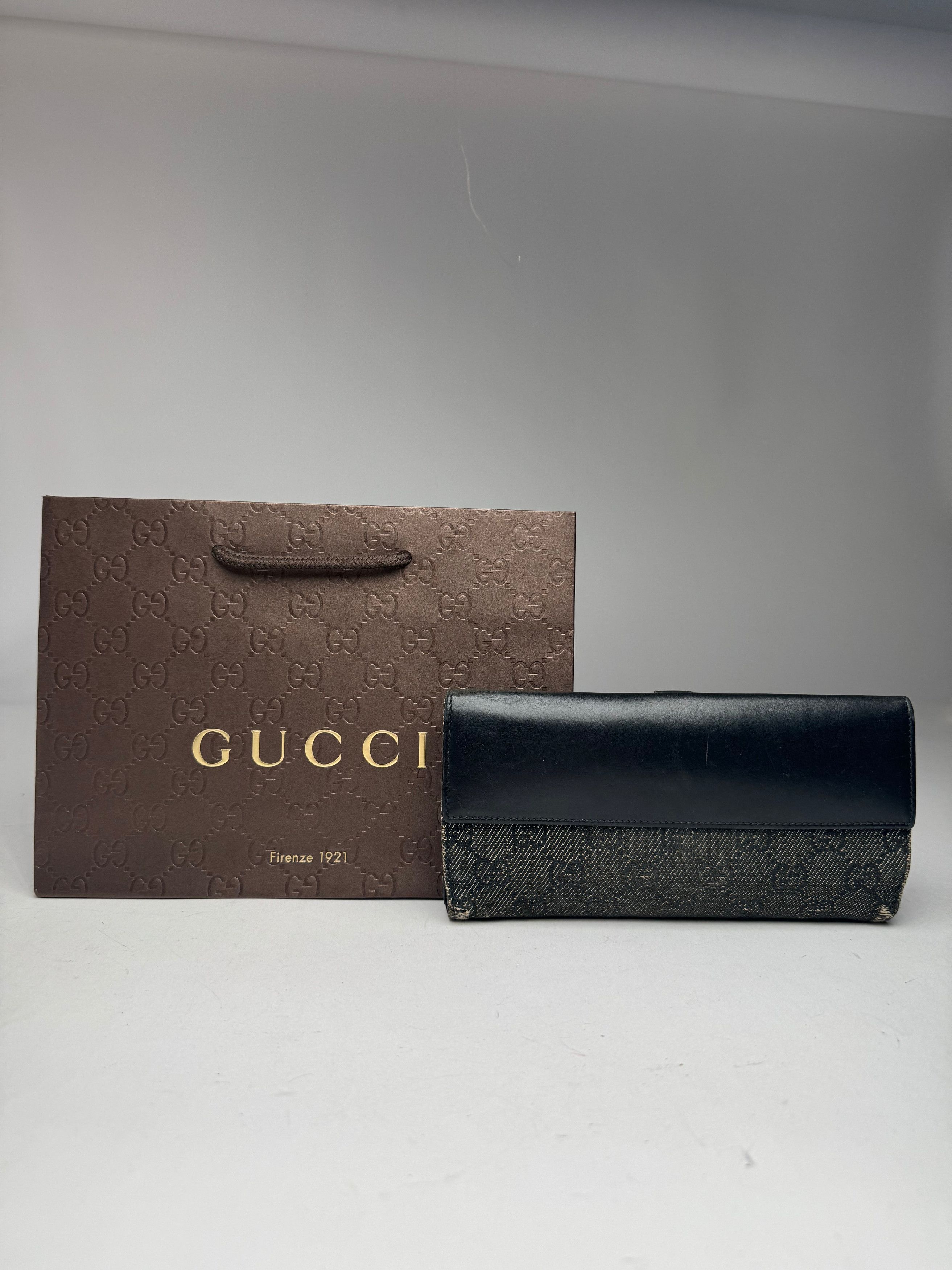 Gucci Vintage Jackie Monogram Leather Wallet Black Size ONE SIZE - 1 Thumbnail