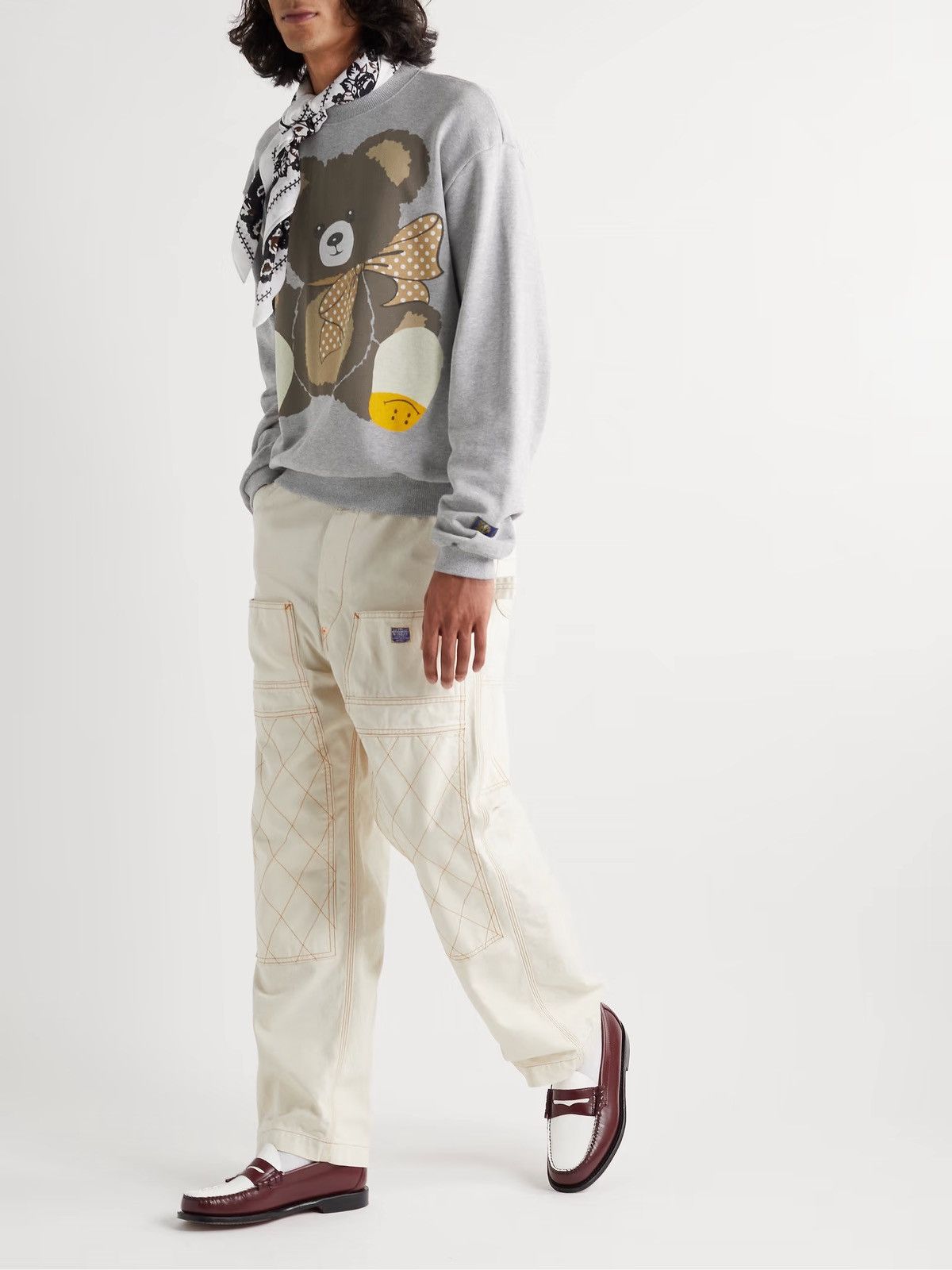 Kapital KAPITAL BIG BEAR HAPPY SOCKS GREY TOP SWT KNIT SWEATSHIRT Size US XL / EU 56 / 4 - 1 Thumbnail