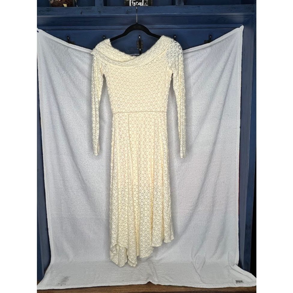 Other Yaya Asymmetrical Off-The-Shoulder Lace Midi Dress Long Sl Size S / US 4 / IT 40 - 14 Thumbnail