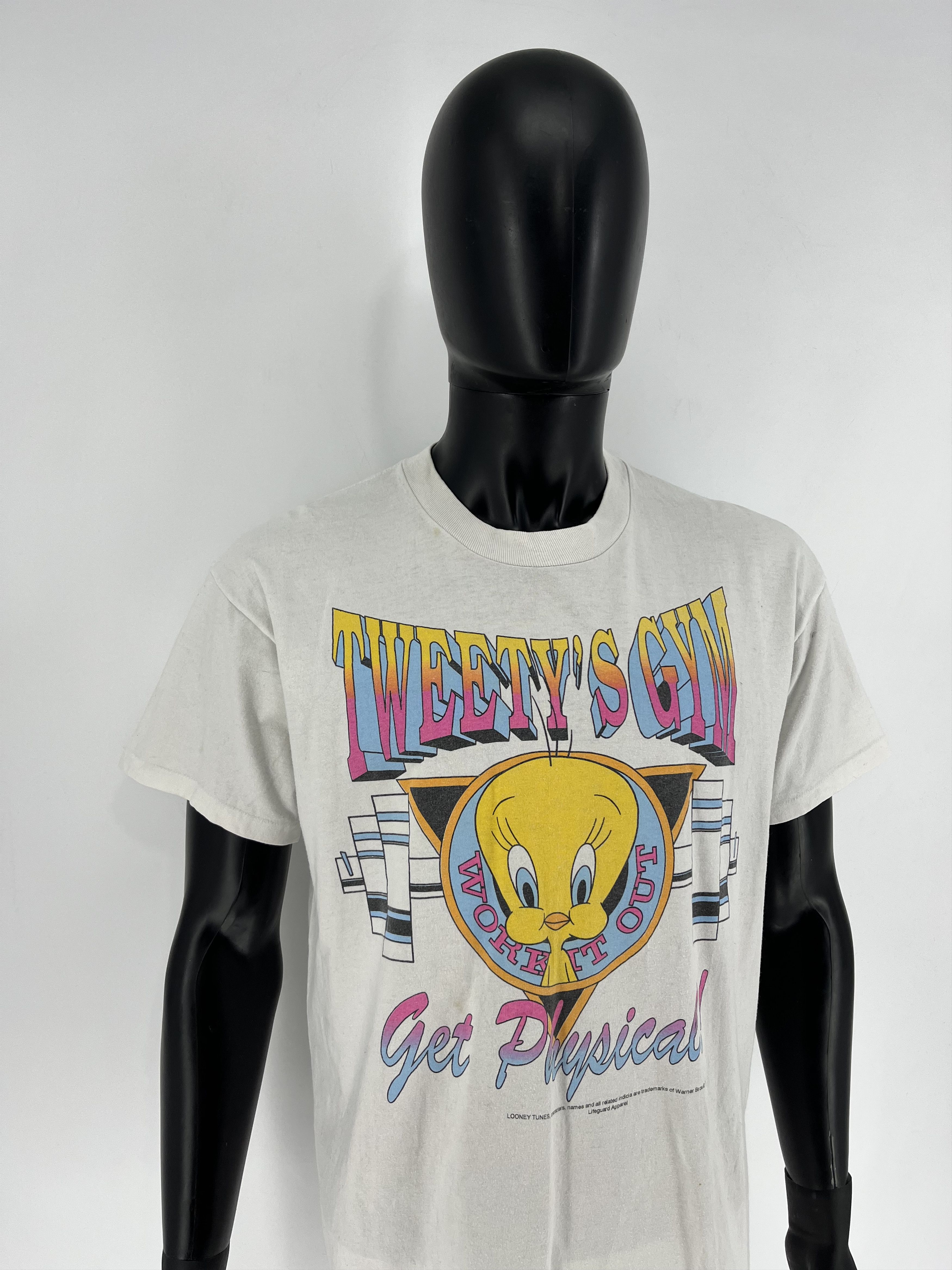 Disney × Vintage × Warner Bros Vtg 1993 Tweety’s Gym Looney Tunes Workout Theme Mens TShirt Size US L / EU 52-54 / 3 - 3 Thumbnail
