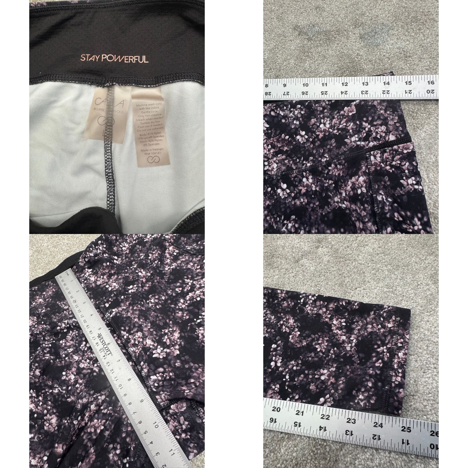 Vintage Calia by Carrie Underwood Leggings Women's Large Floral Pocket CALIA Leggings Black Floral 90s? 6277 Size 36" / US 14 / IT 50 - 8 Thumbnail