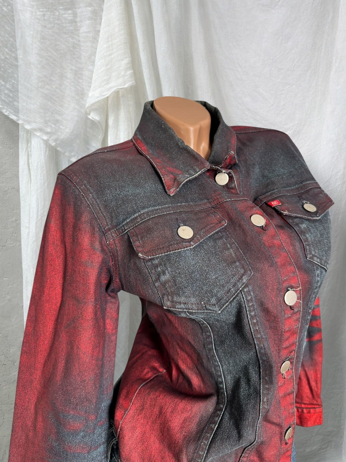 Miss Sixty Y2K Miss Sixty Vintage Red and Blue Acid Washed Denim Jacket Size S / US 4 / IT 40 - 3 Thumbnail