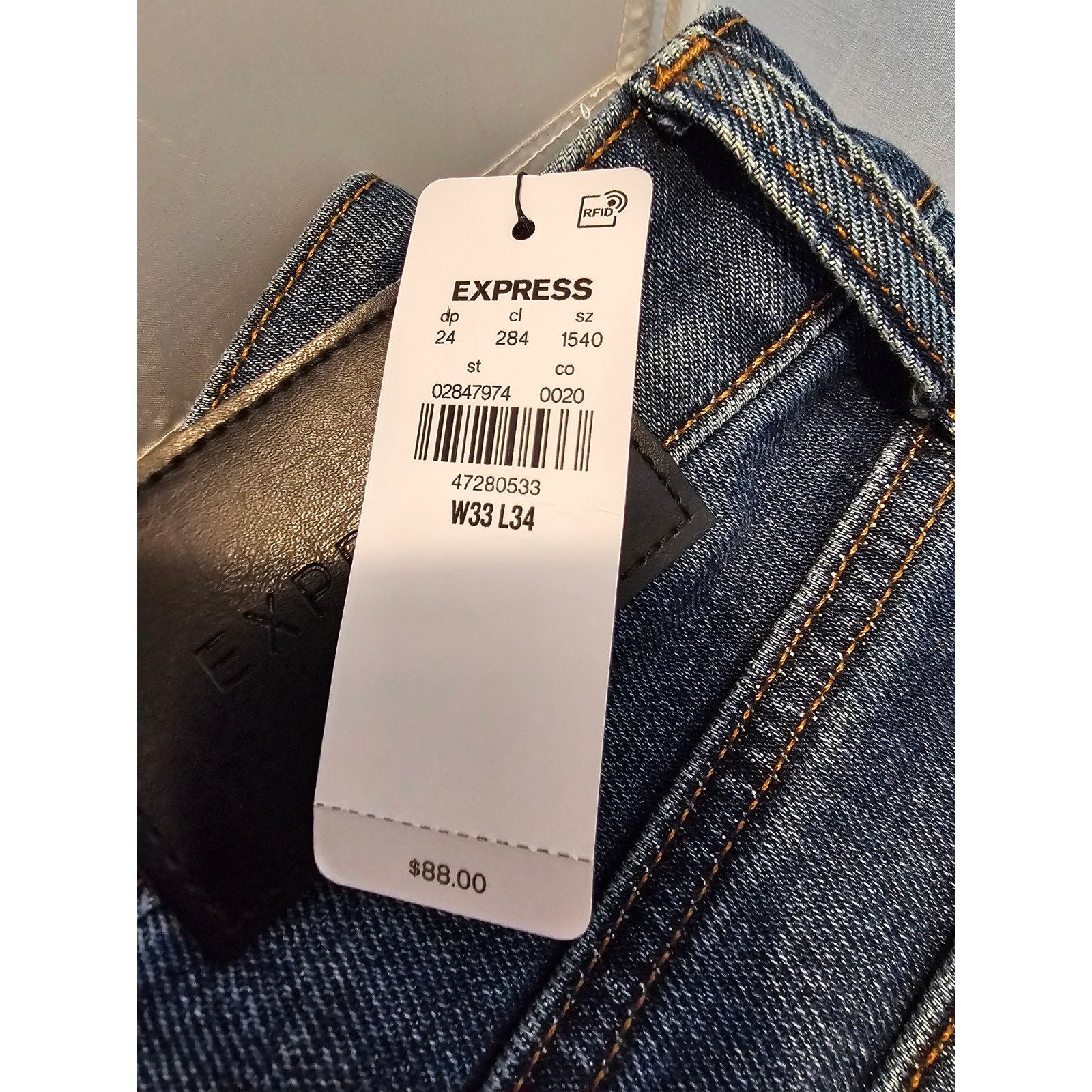 Express Express Denim Flex Men's 33x34 Jeans - New w/Tags - 47280533 Size 33" - 3 Thumbnail