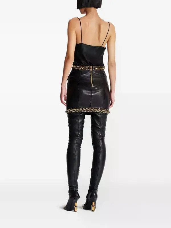 Balmain o1s1wg111225 Chain-Detail Mini Skirt in Black Size 27" / US 4 / IT 40 - 3 Thumbnail