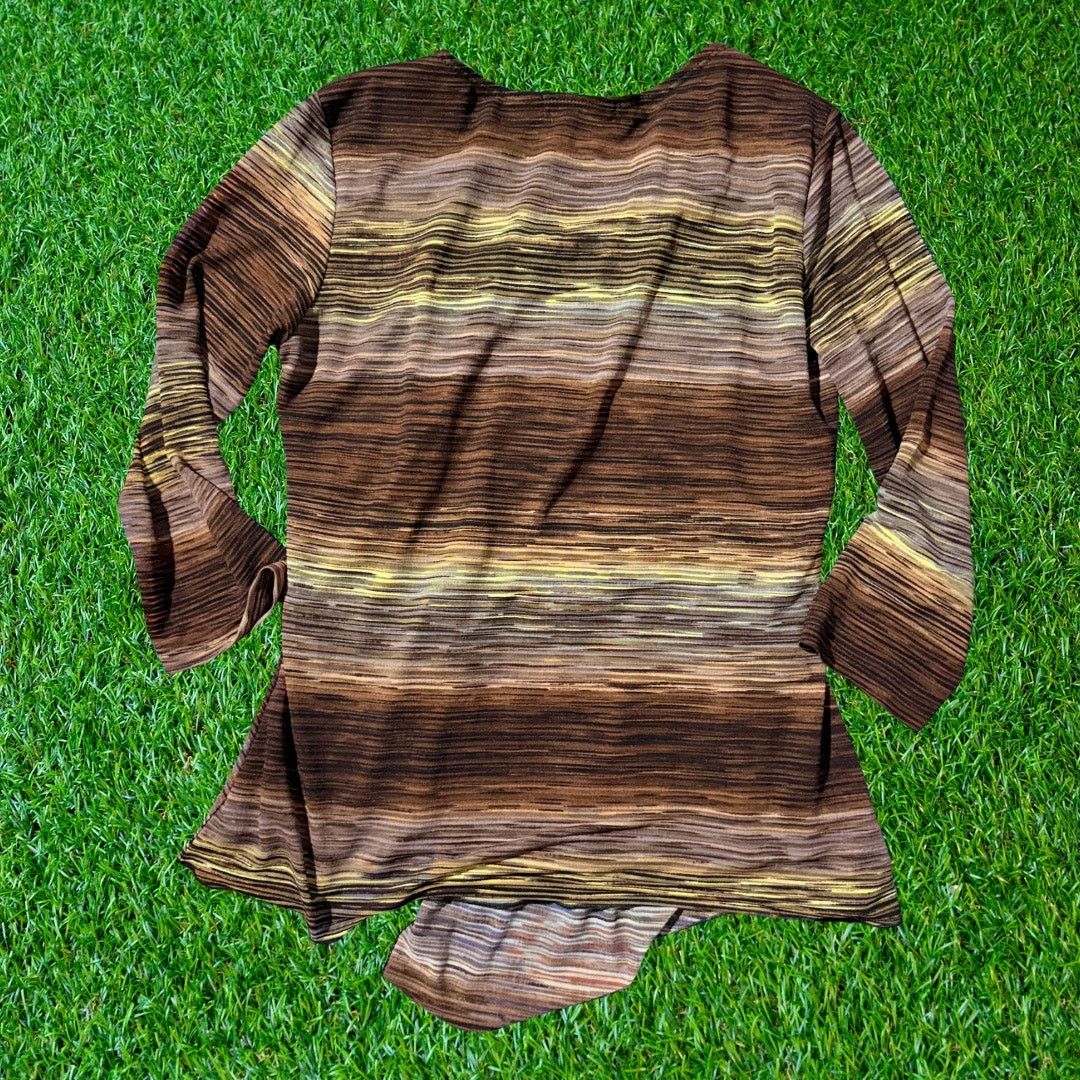 Other Dressbarn brown striped v-neck blouse Size M / US 6-8 / IT 42-44 - 2 Thumbnail
