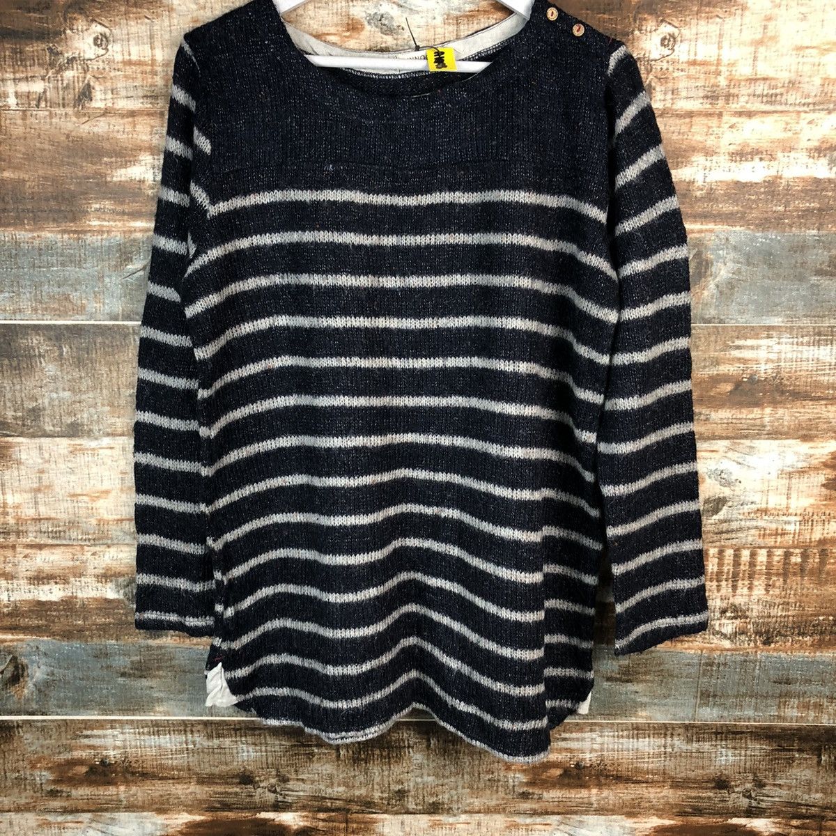 Japanese Brand × OVER THE STRiPES Innoce Dark Blue Stripe Knitwear #A1698 Size L / US 10 / IT 46 - 3 Thumbnail