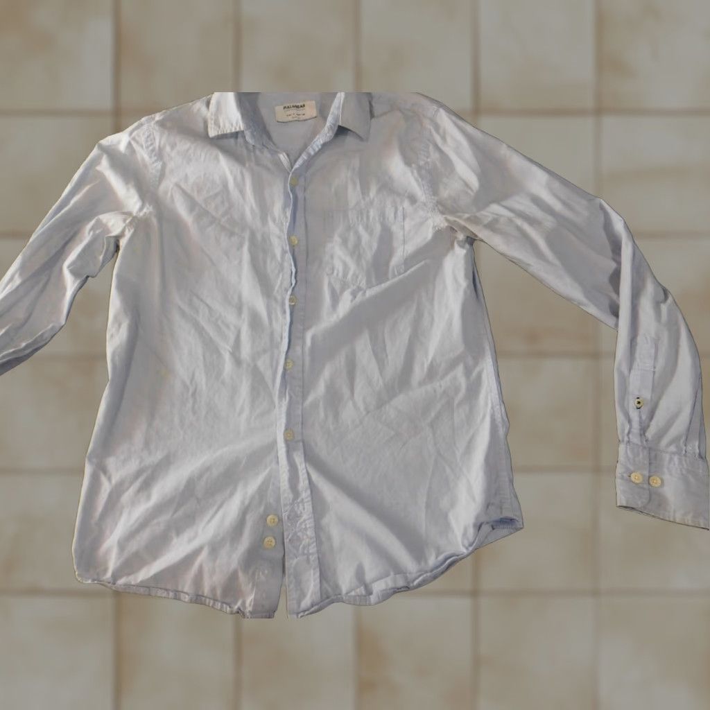 Vintage Pull&Bear Mens Shirt S Blue Striped Button-Up Collared Long Sleeve with Pockets Slimming Knit Cotton Regular Vintage No Size US S / EU 44-46 / 1 - 1 Thumbnail