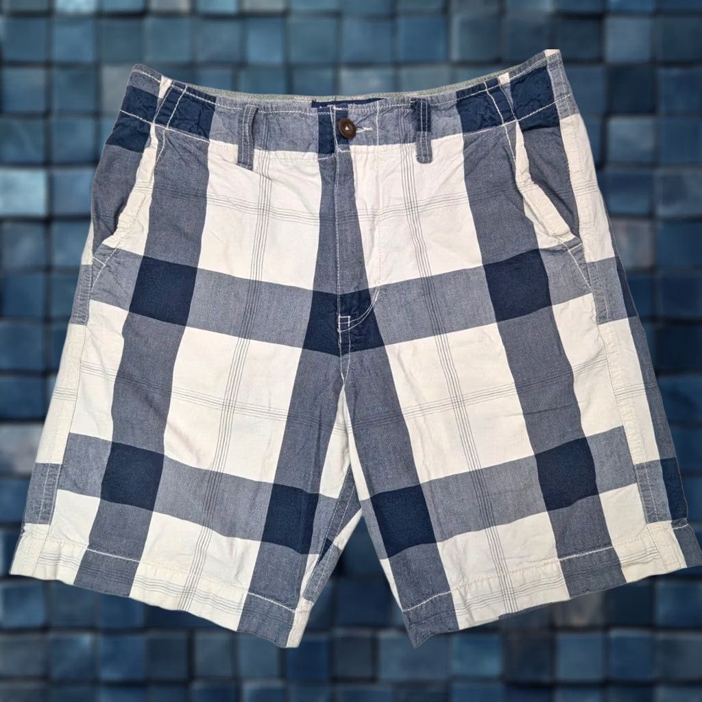 American Eagle Outfitters American Eagle Outfitters Checker Block Design Relaxed Shorts Men 32 Plaid Blue 5-Pocket Denim Casual Chino Shorts Mens RIPS? Size US 32 / EU 48 - 1 Thumbnail