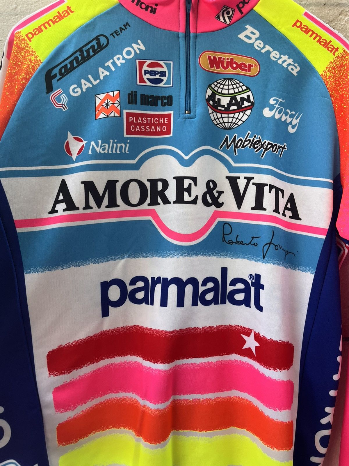 Vintage Nalini vintage cycling jersey Amore Vita Team Farini Size US XXL / EU 58 / 5 - 8 Thumbnail
